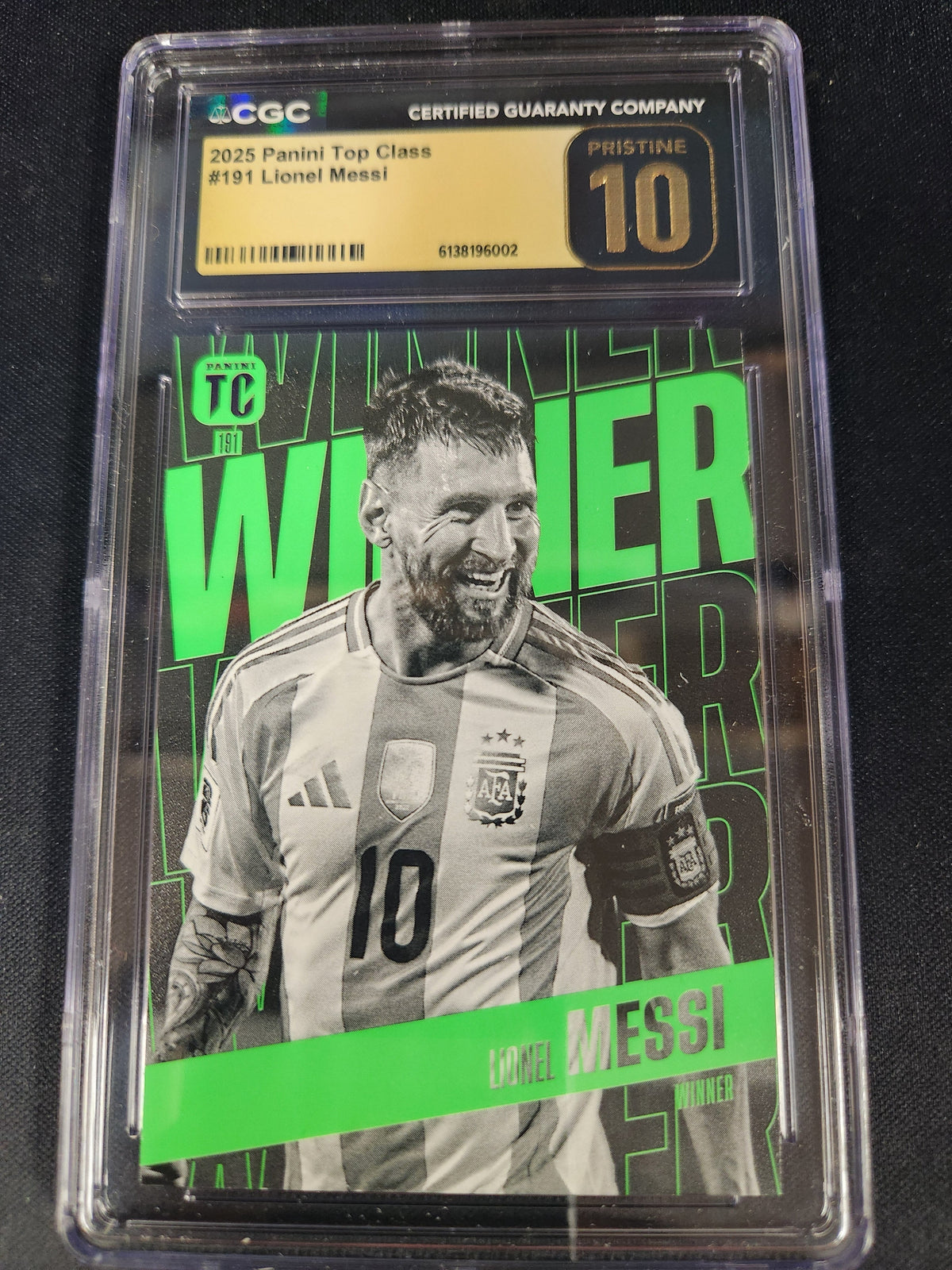 Lionel Messi 1x CGC Graded Sports Card Single (Argentina National Team Jersey) (CGC Graded 10 PRISTINE) (May Not Be Pictured)