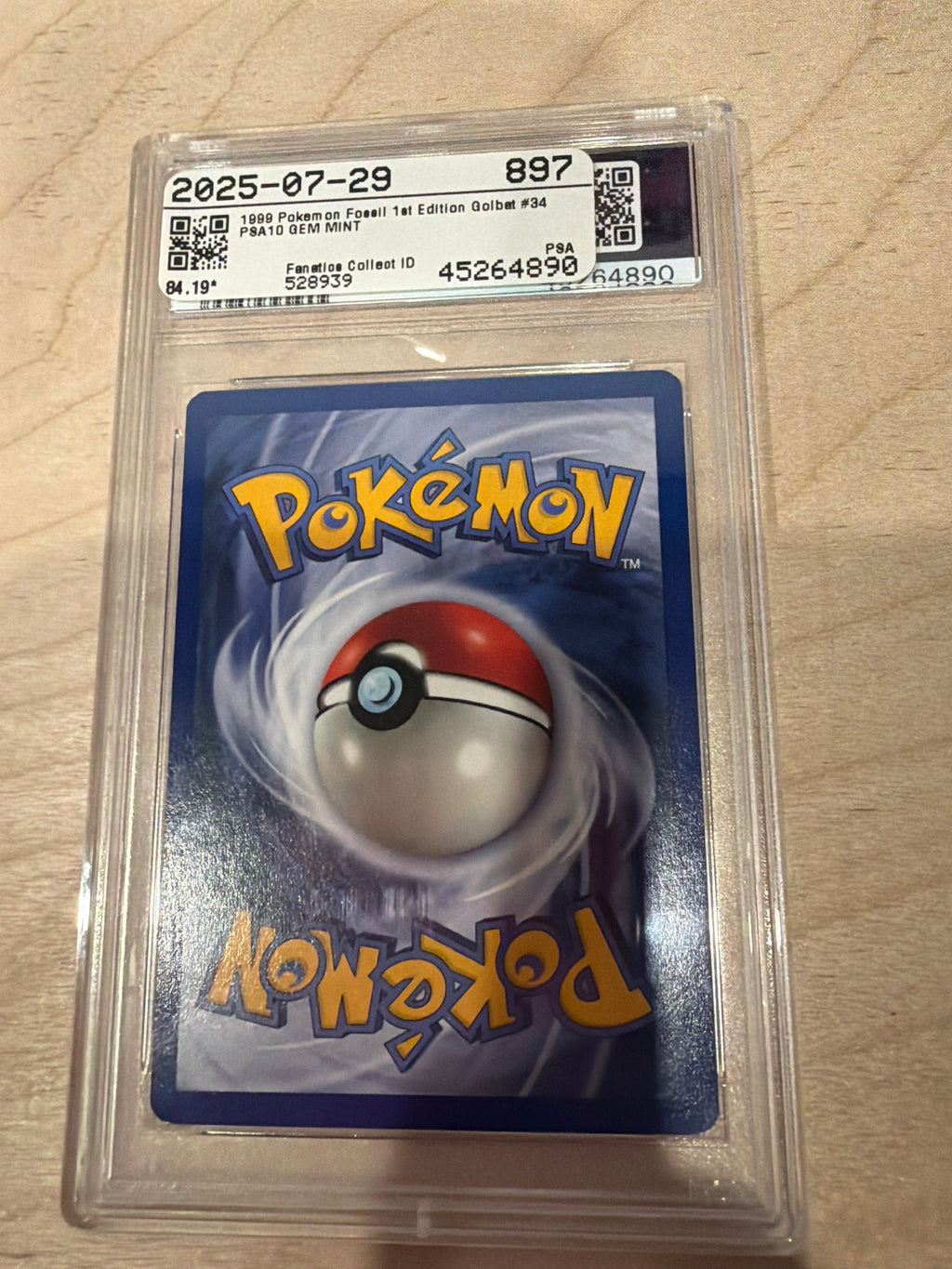 PSA 10 1999 Pokemon Golbat 1st Edition Fossil