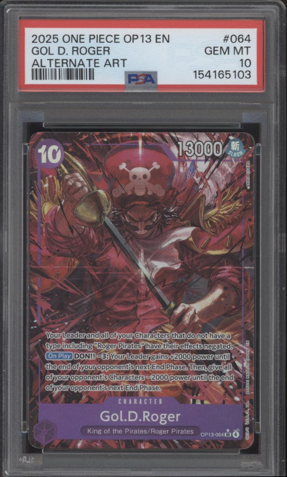 Gol D Roger One Piece Card Game OP13 Alternate Art #064 PSA 10