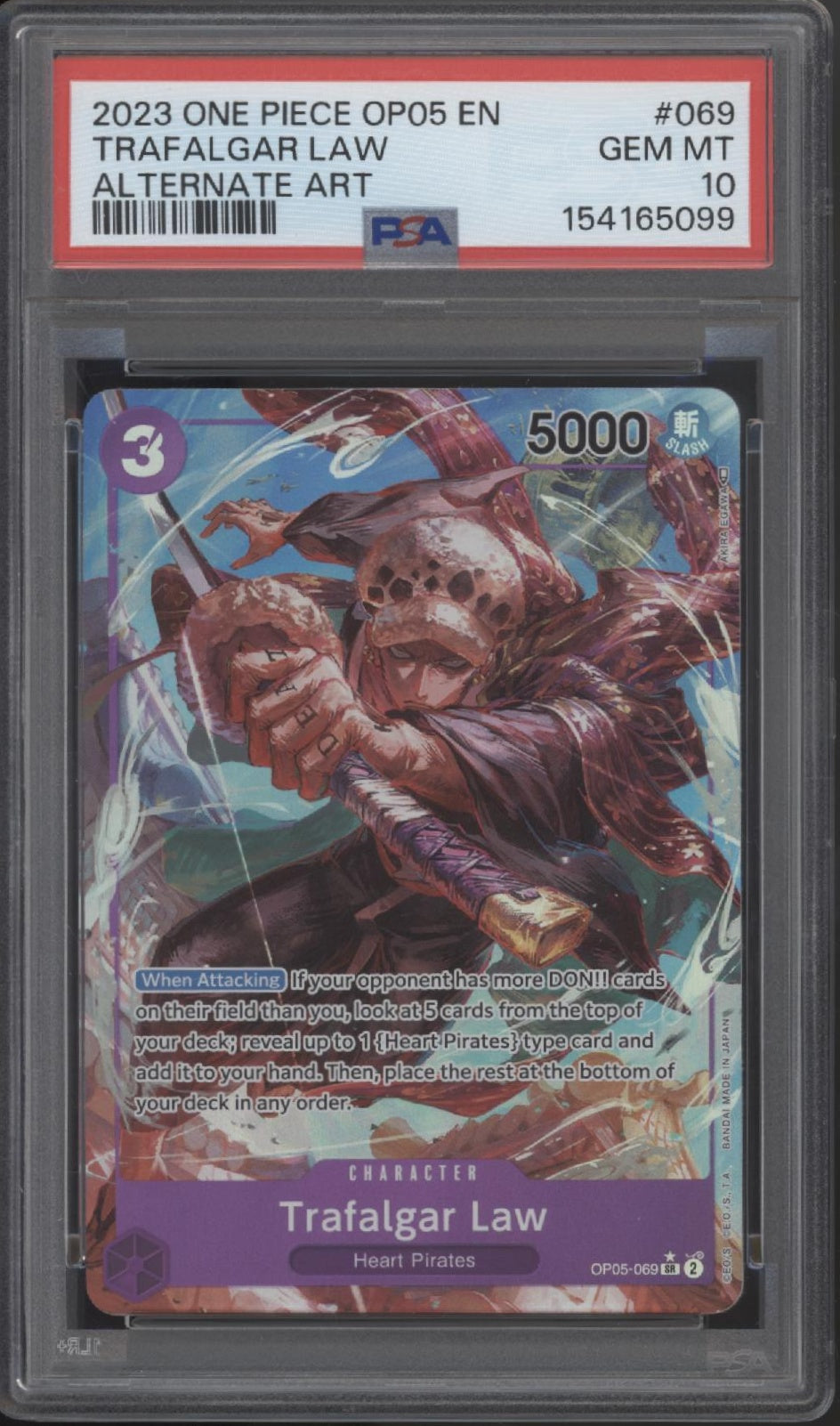 Trafalgar Law One Piece Card Game OP05 Alternate Art #069 PSA 10