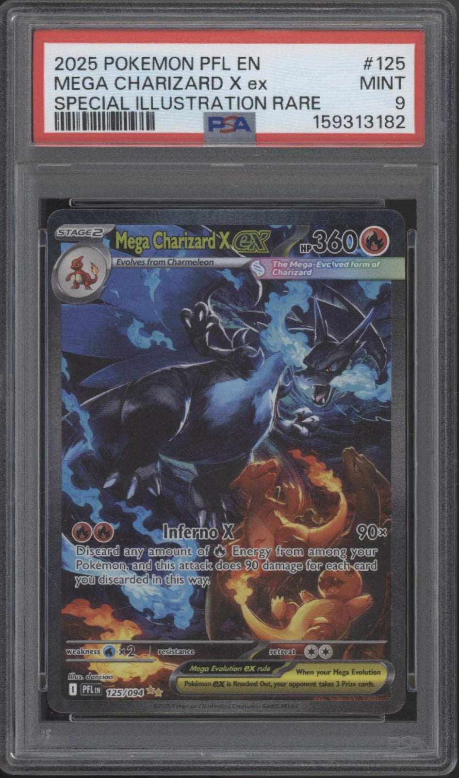 Mega Charizard X ex Pokemon Phantasmal Flames Special Illustration #125 PSA 9 #2