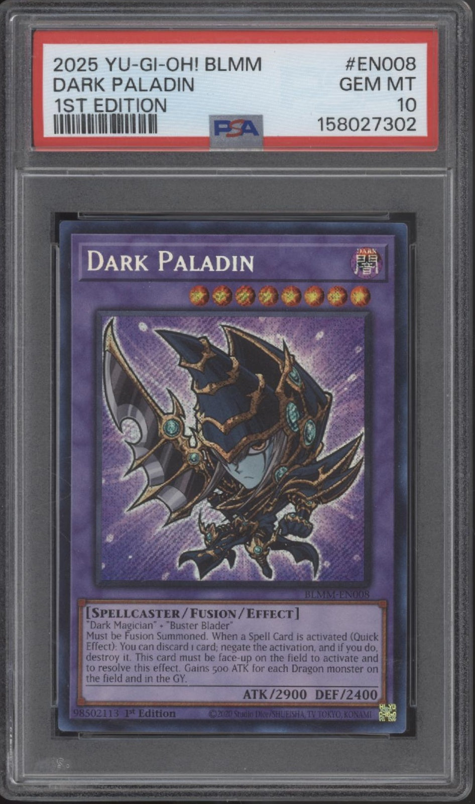 Dark Paladin Yu-Gi-Oh! BLMM 1st Edition #EN008 PSA 10