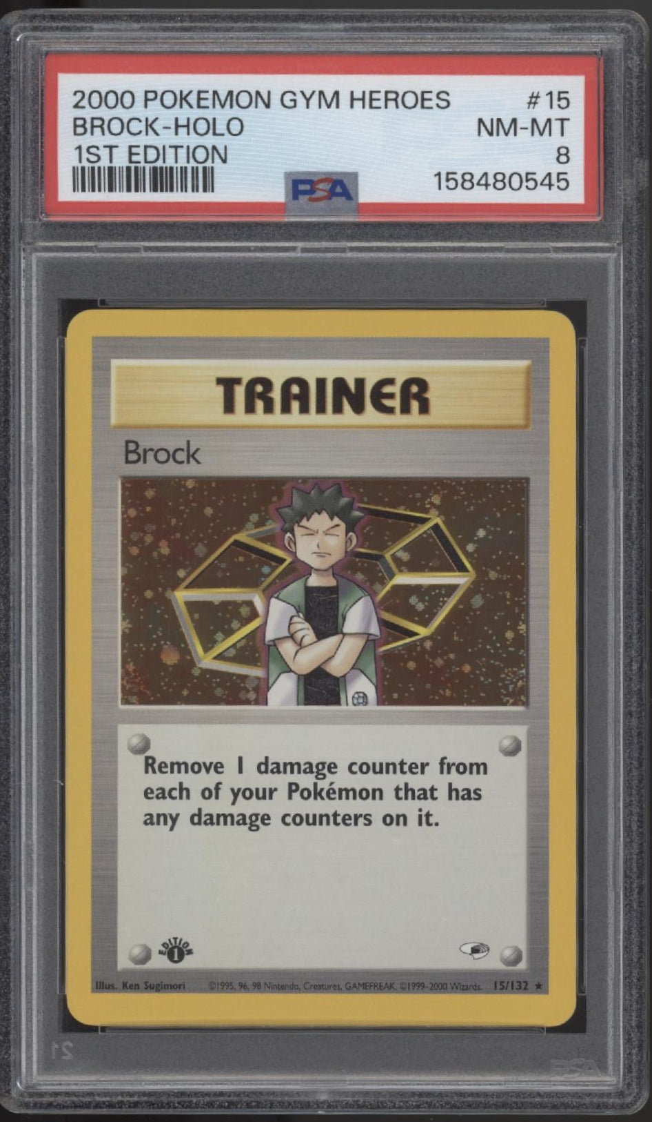 Brock Pokemon Gym Heroes Holo 1st Edition #15 PSA 8