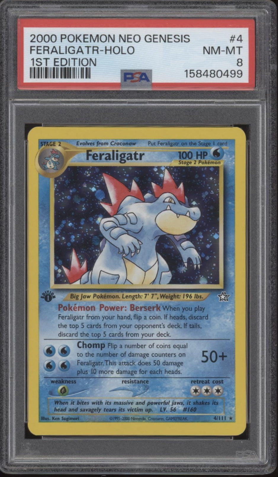 Feraligatr Pokemon Neo Genesis Holo 1st Edition #4 PSA 8