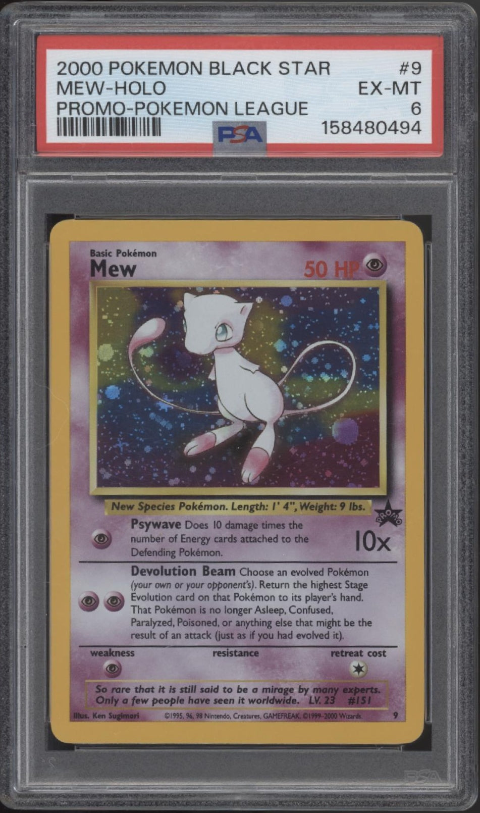 Mew Pokemon League Black Star Promo Holo #9 PSA 6