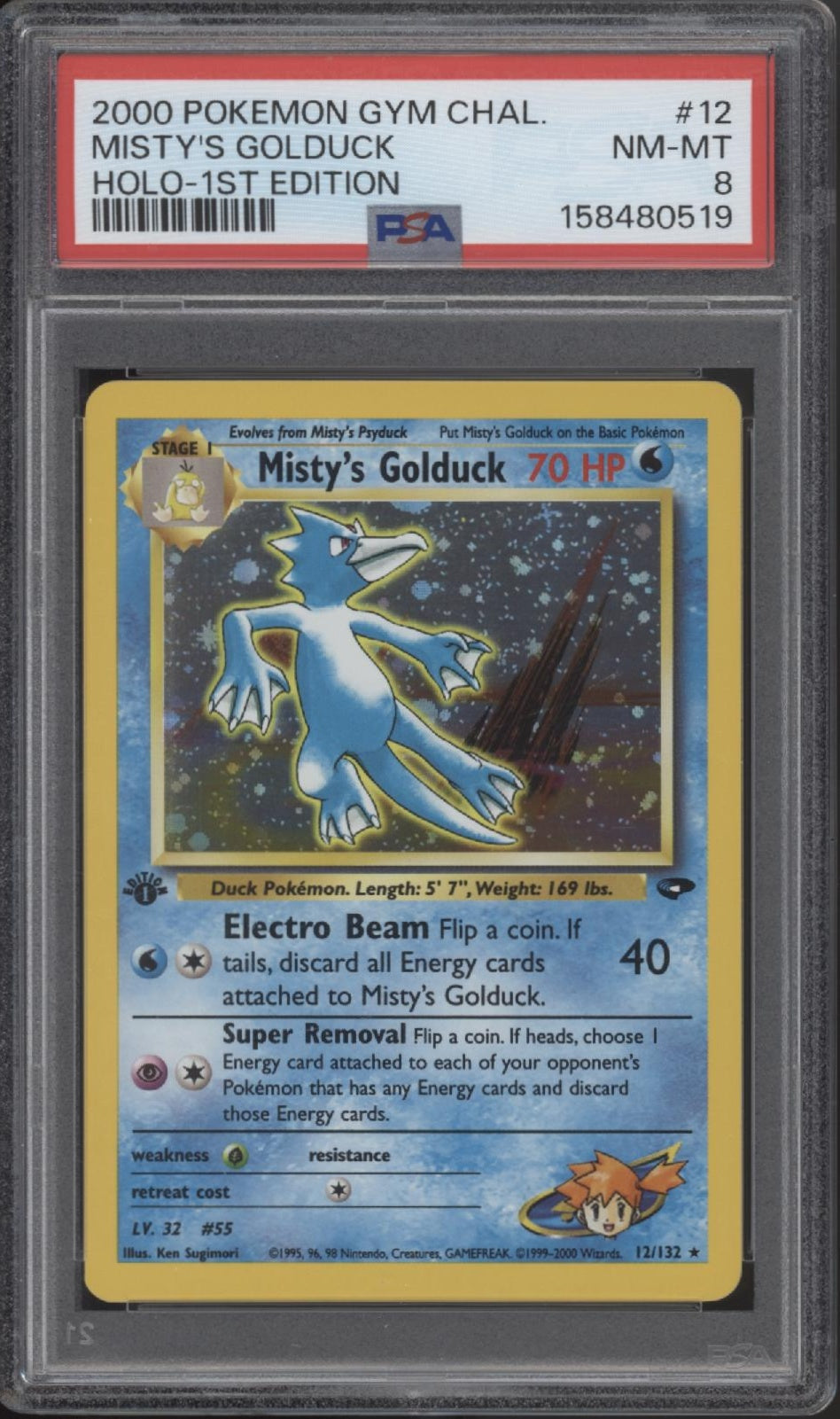 Misty's Golduck Pokemon Gym Challenge Holo 1st Edition #12 PSA 8