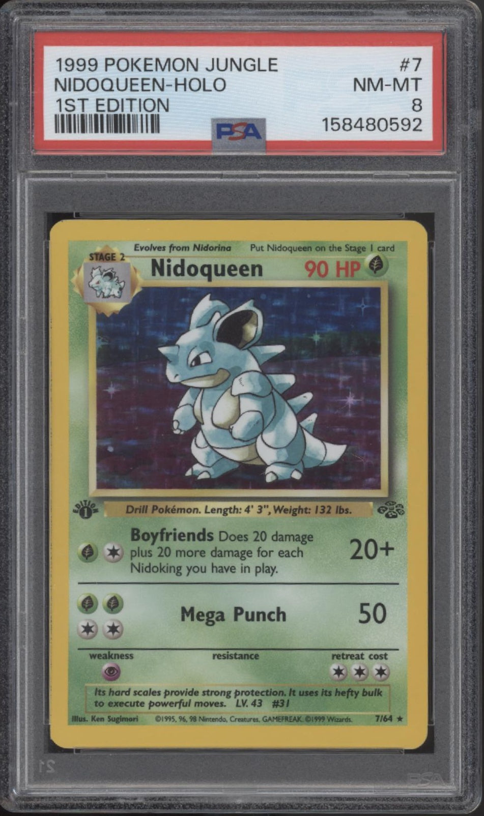 Nidoqueen Pokemon Jungle Holo 1st Edition #7 PSA 8