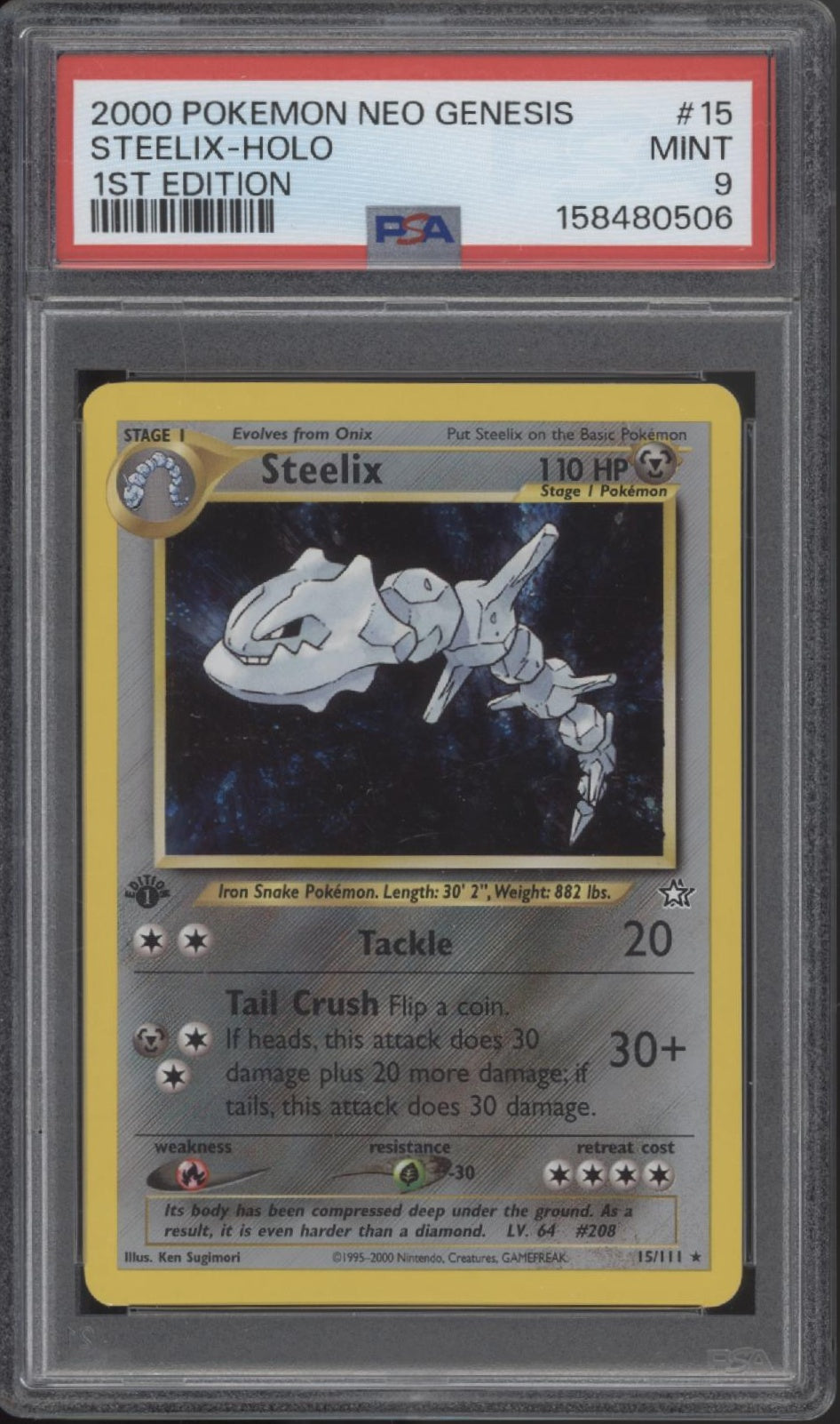 Steelix Pokemon Neo Genesis Holo 1st Edition #15 PSA 9