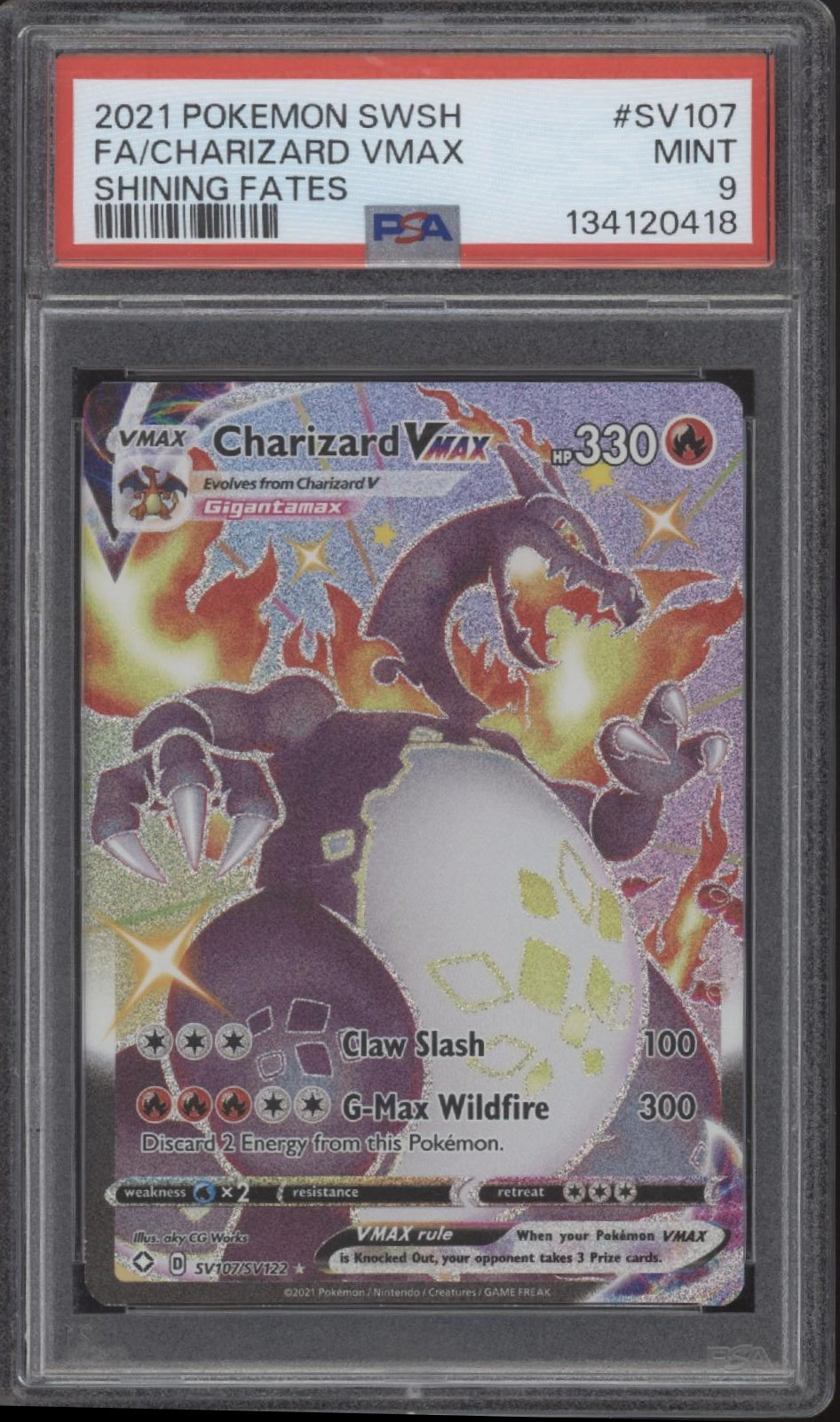 Charizard VMAX Pokemon Shining Fates Full Art #SV107 PSA 9 #1