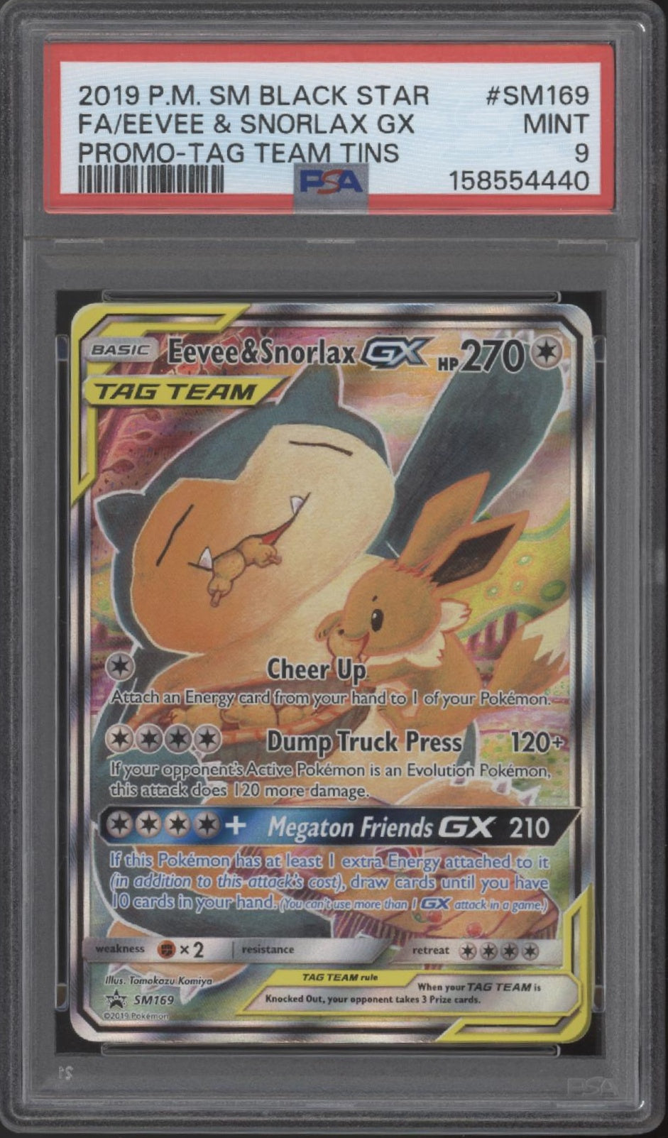 Eevee & Snorlax GX Pokemon Tag Team Tins Full Art Promo #SM169 PSA 9 #2
