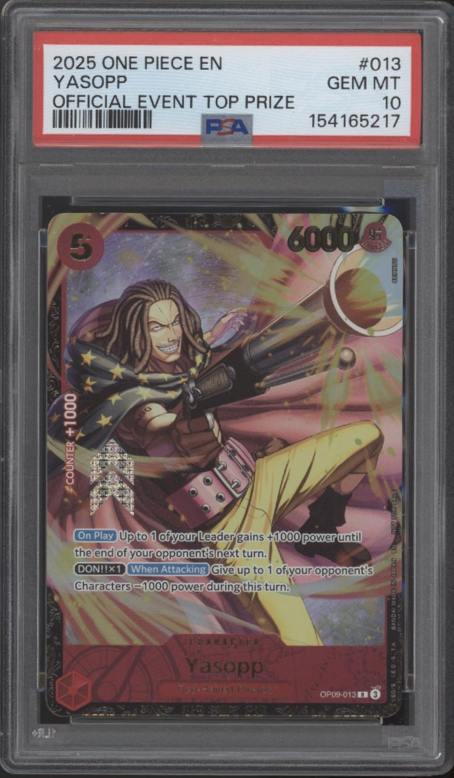 Yasopp One Piece Card Game Official Event Top Prize #013 PSA 10