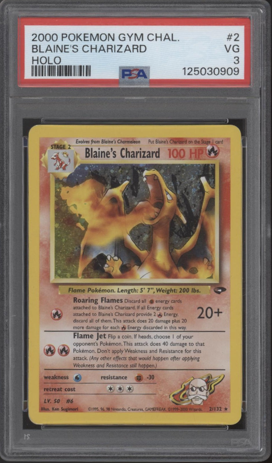 Blaine's Charizard Pokemon Gym Challenge Holo #2 PSA 3