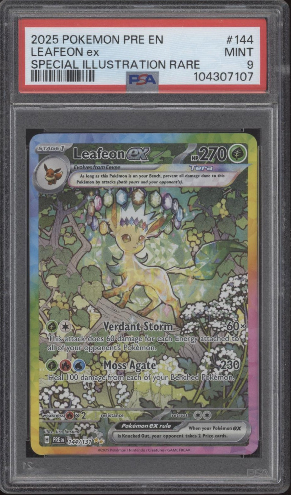 Leafeon ex Pokemon Prismatic Evolutions Special Illustration Rare #144 PSA 9