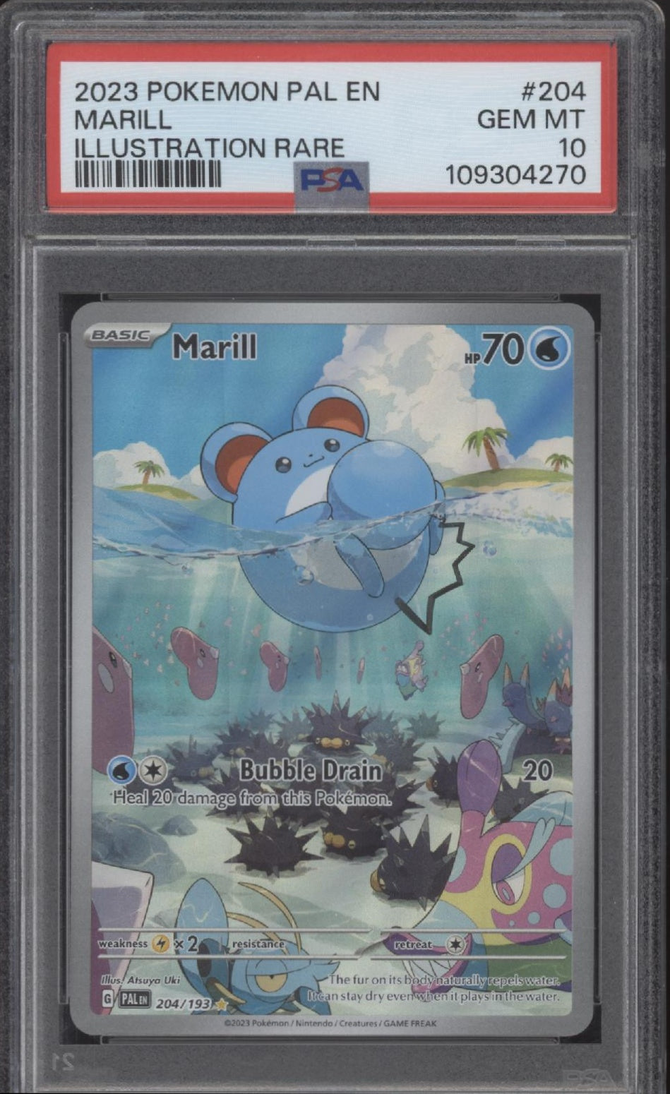 Marill Pokemon Paldea Evolved Illustration Rare #204 PSA 10