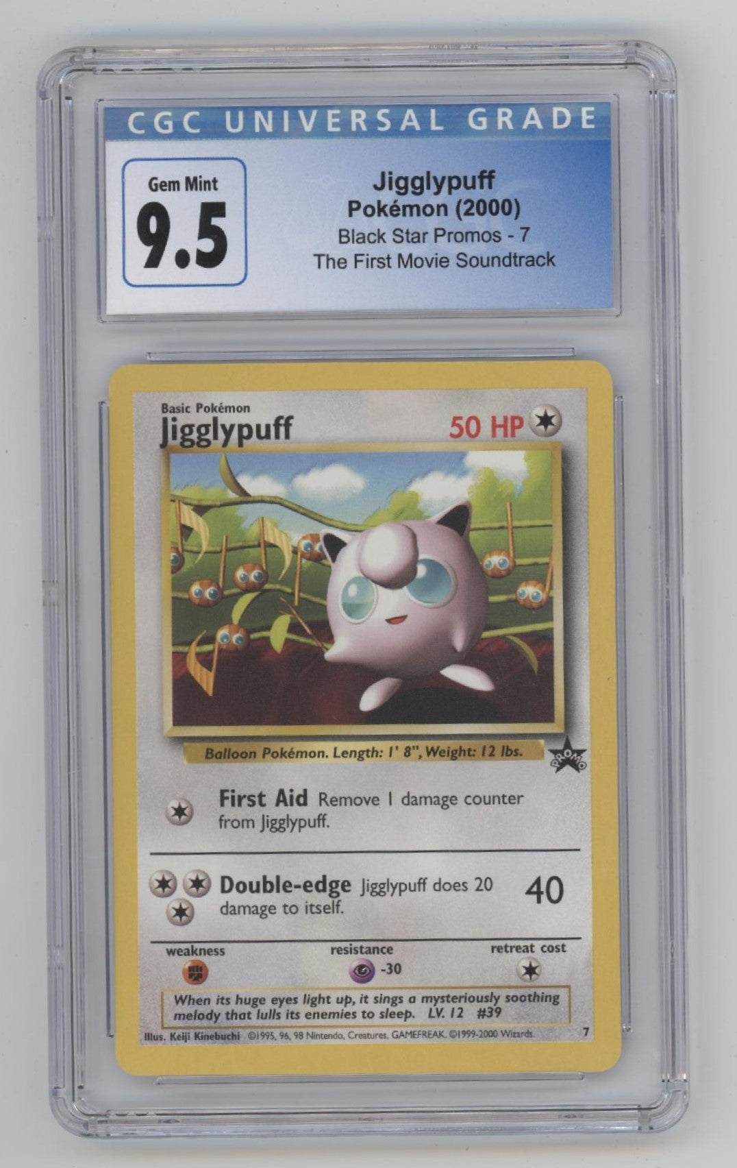Jigglypuff Pokemon The First Movie Soundtrack Black Star Promo #7 CGC 9.5
