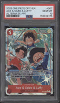 Ace & Sabo & Luffy One Piece Card Game OP13 Alternate Art #007 PSA 10