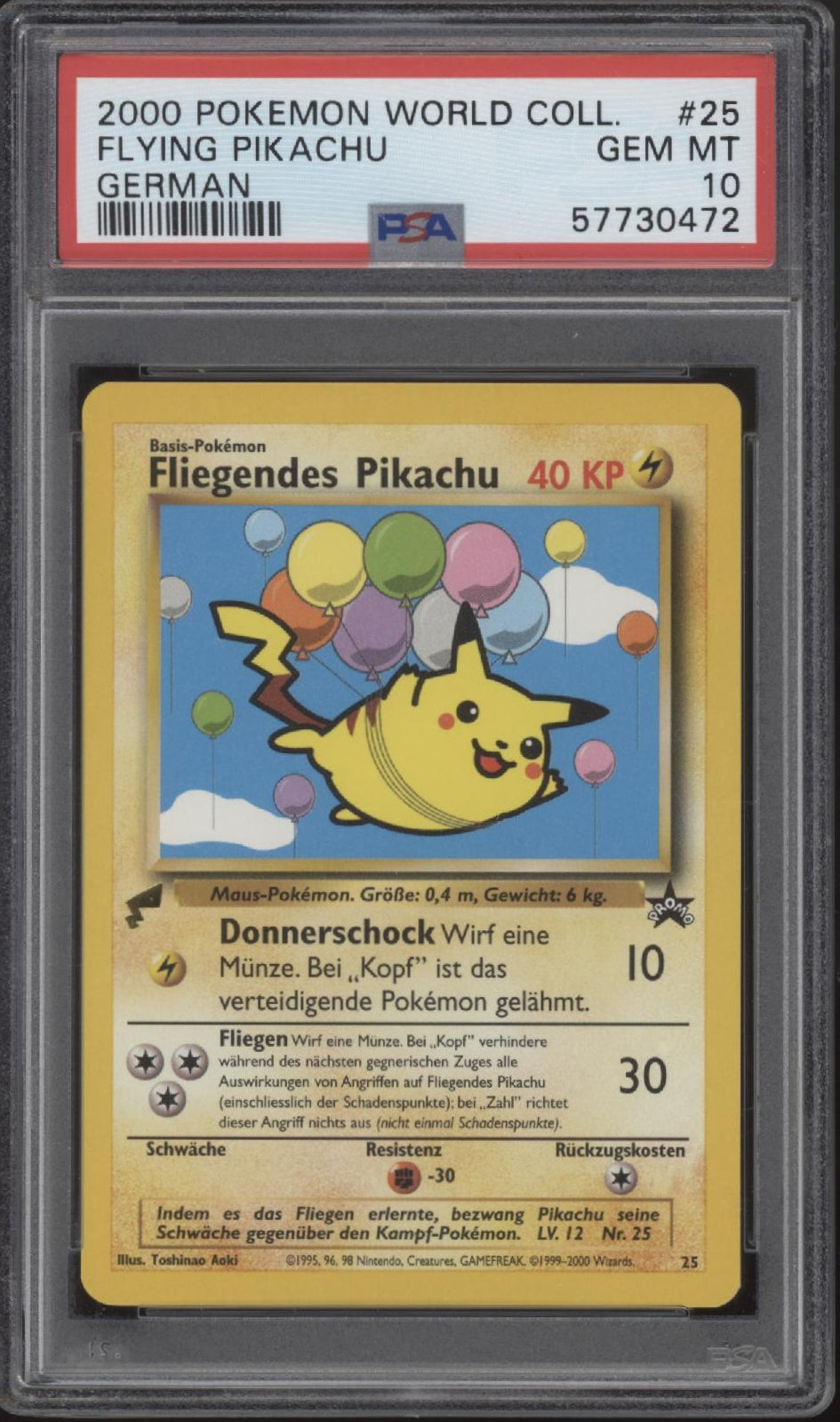 Flying Pikachu Pokemon World Collection German #25 PSA 10