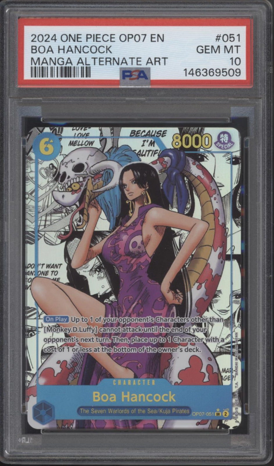 Boa Hancock One Piece Card Game OP07 Manga Alternate Art #051 PSA 10 #2