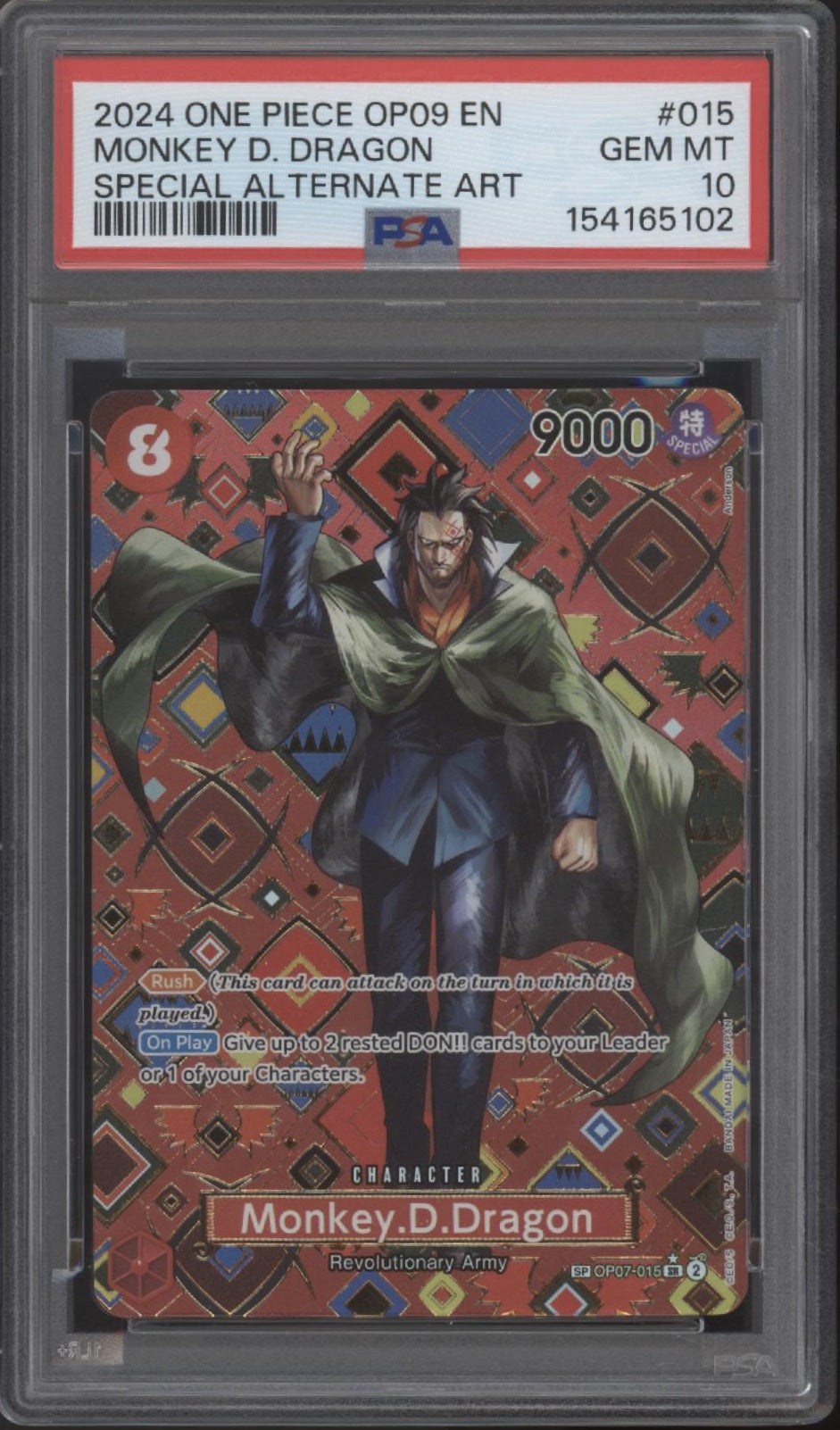 Monkey D Dragon One Piece Card Game OP09 Special Alternate Art #015 PSA 10