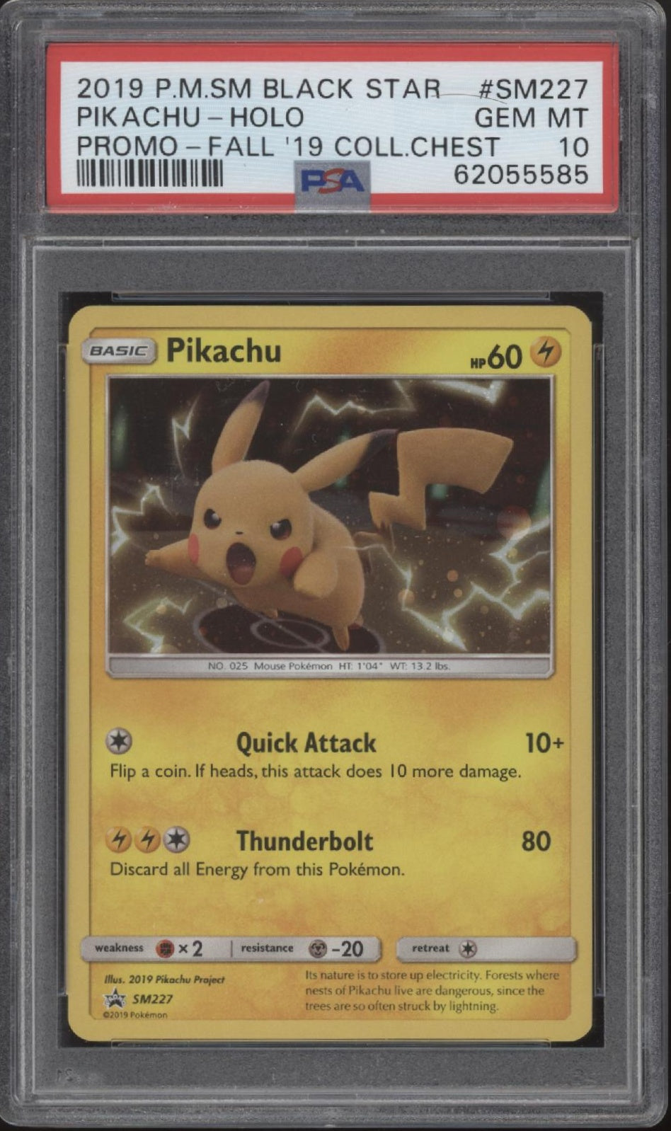 Pikachu Pokemon Fall 2019 Collector Chest Holo Promo #SM227 PSA 10 #2
