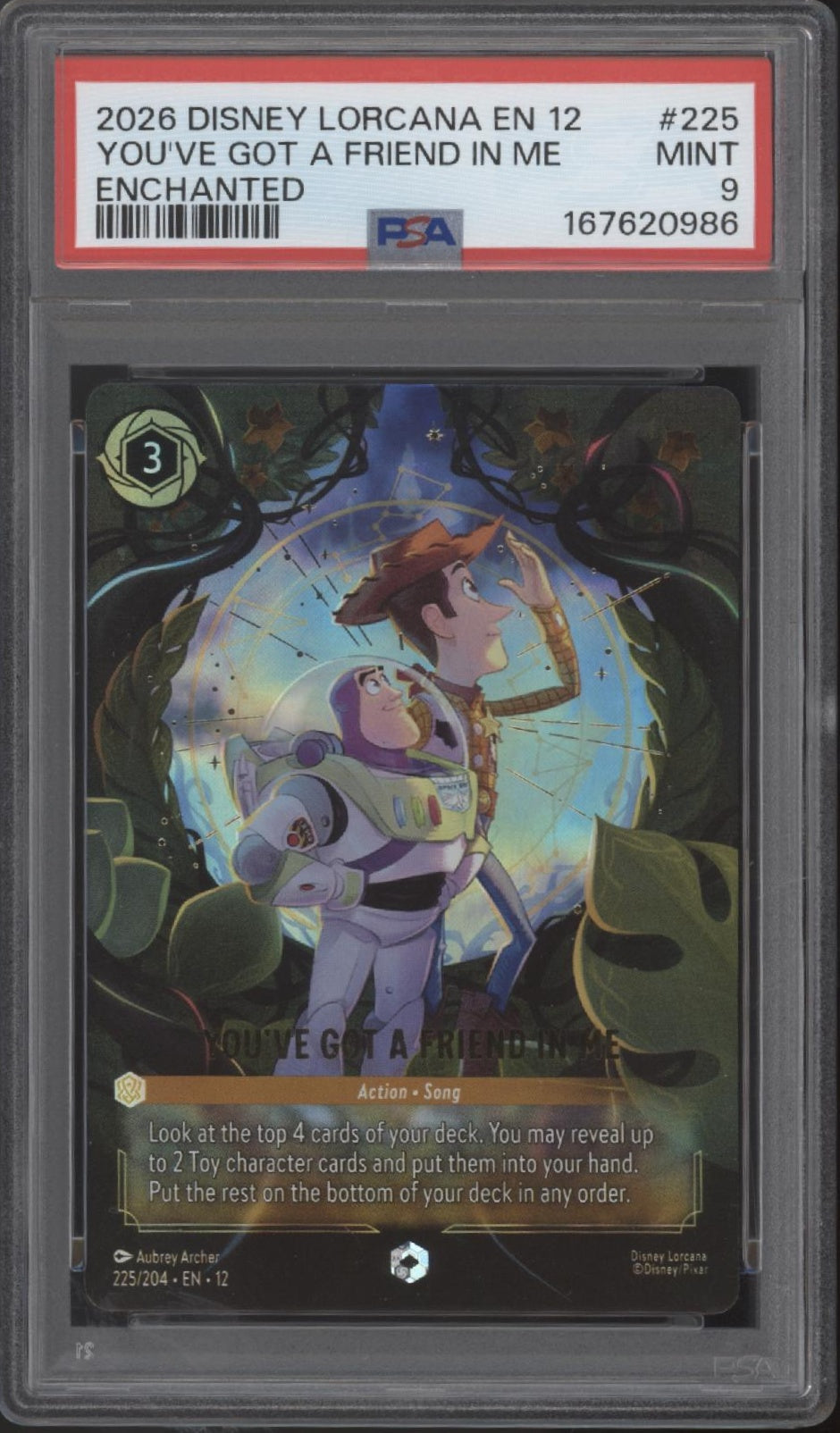 You've Got a Friend in Me Disney Lorcana Wilds Unknown Enchanted #225 PSA 9