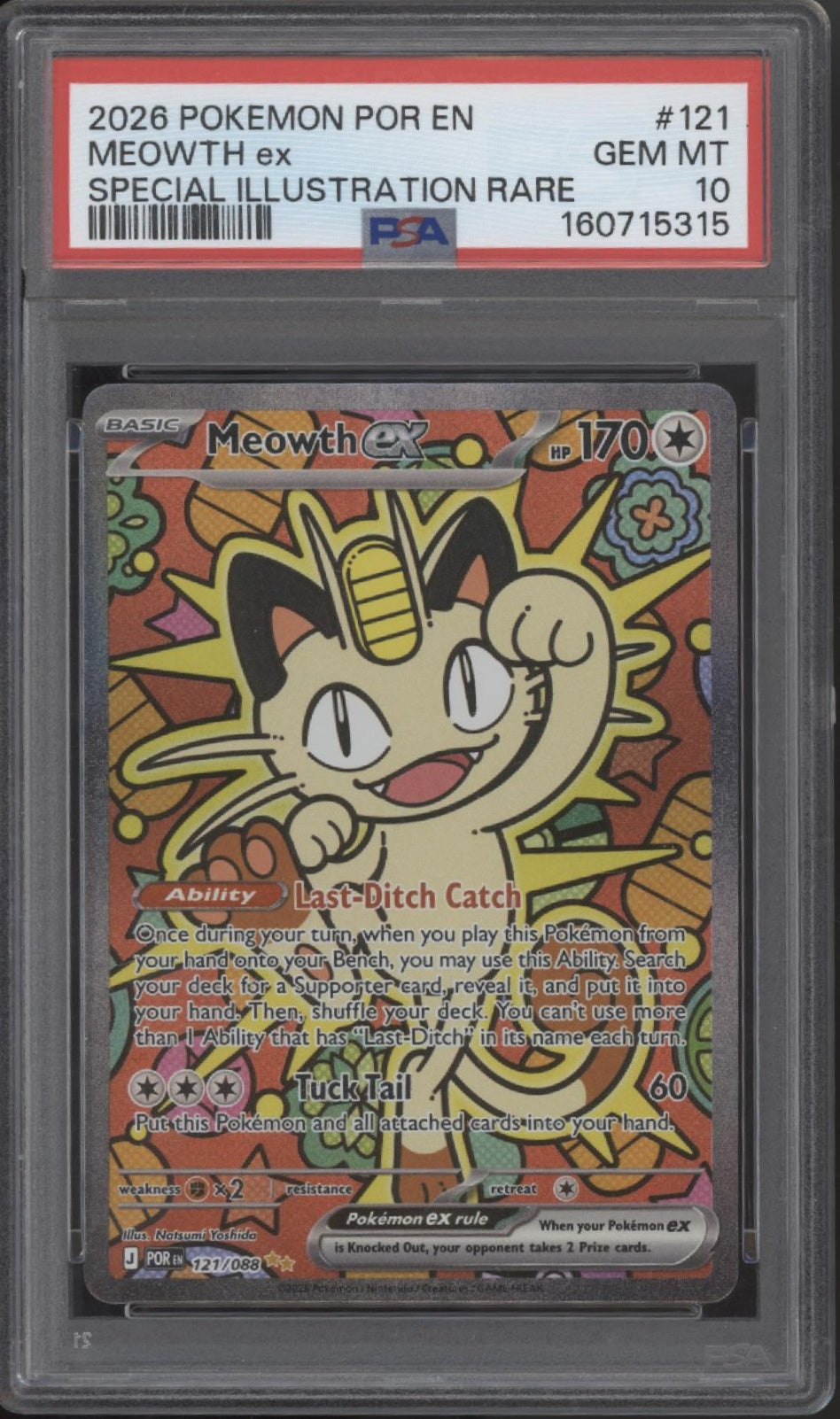 Meowth ex Pokemon Perfect Order Special Illustration Rare #121 PSA 10