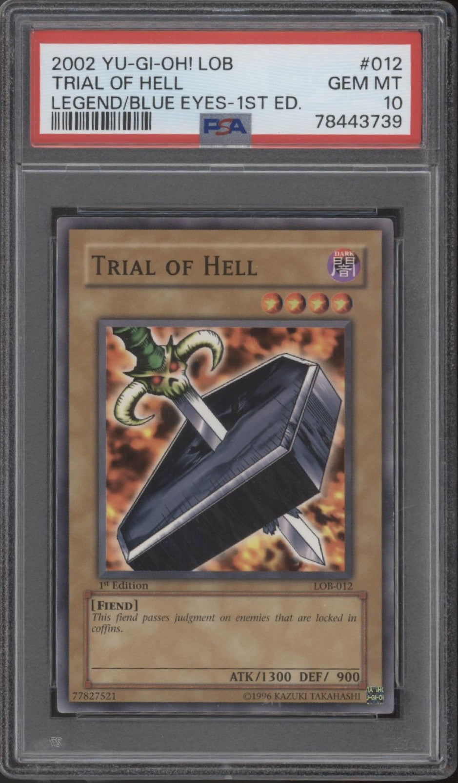 Trial of Hell Yu-Gi-Oh! LOB 1st Edition #012 PSA 10
