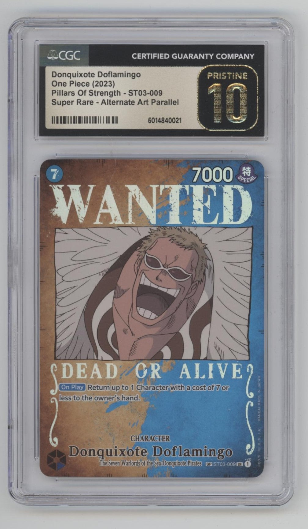Donquixote Doflamingo One Piece Card Game ST03 Wanted Alt Art #4 CGC 10 Pristine