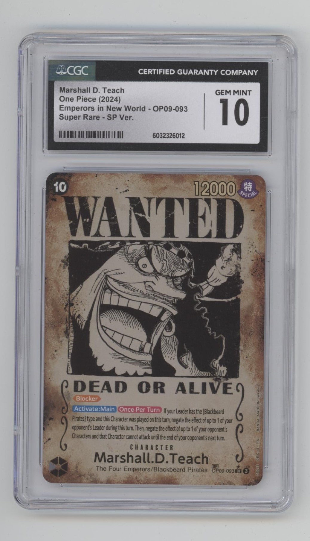 Marshall D Teach One Piece Card Game OP09 Wanted Alternate Art #093 CGC 10