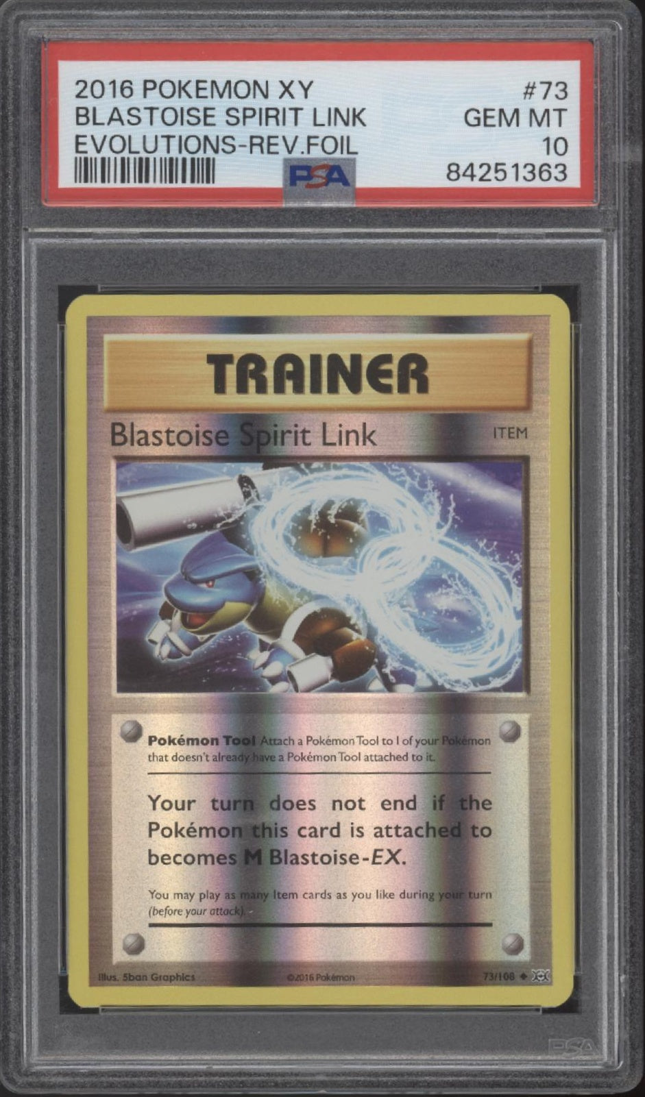 Blastoise Spirit Link Pokemon Evolutions Reverse Holo #73 PSA 10