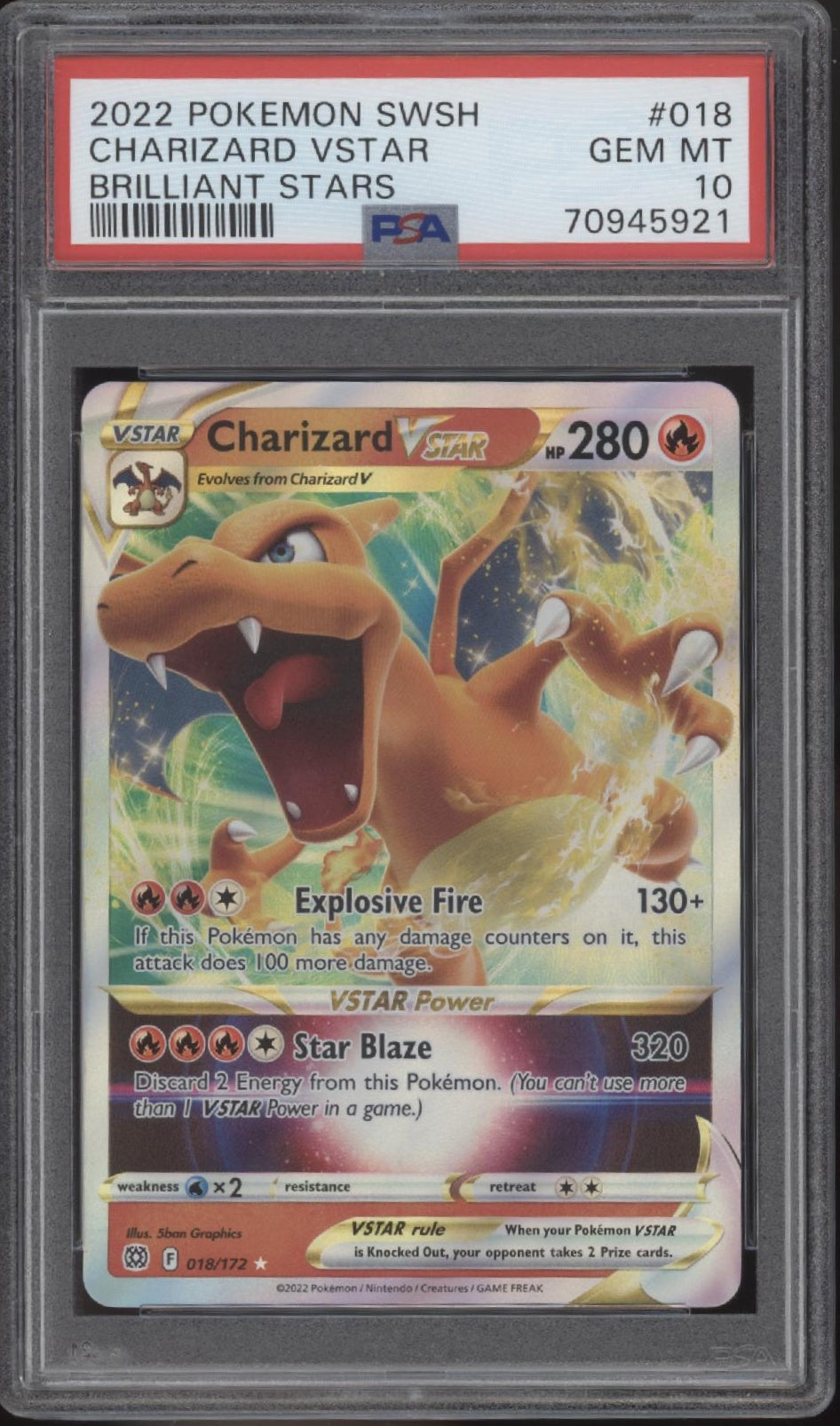 Charizard VSTAR Pokemon Brilliant Stars #018 PSA 10