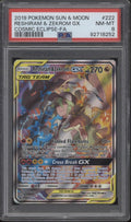 Reshiram & Zekrom GX Pokemon Cosmic Eclipse Full Art #222 PSA 8