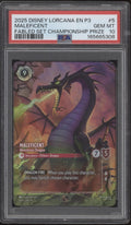 Maleficent Monstrous Dragon Disney Lorcana Fabled Set Championship Prize PSA 10