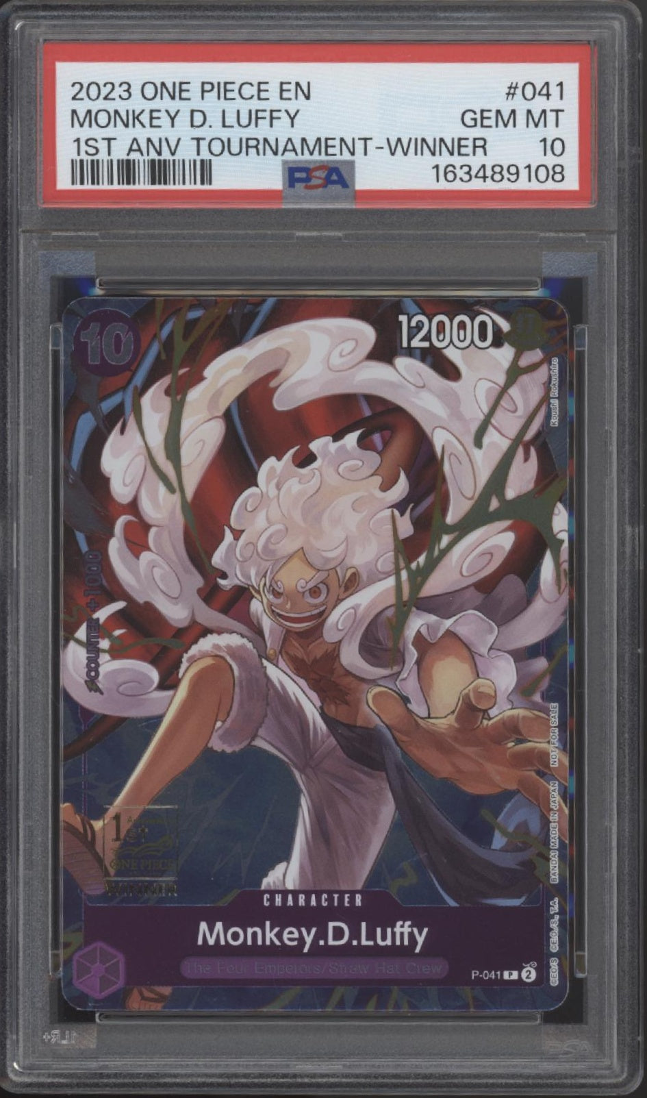 Monkey D Luffy One Piece Card Game 1st Anniversary Tournament Winner PSA 10