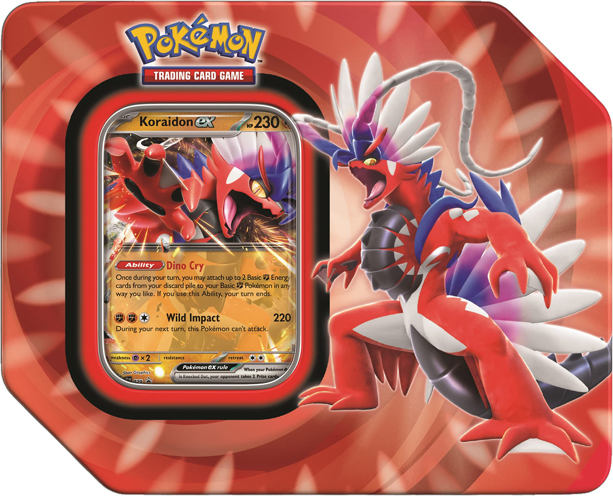 Pokemon TCG Paldea Legends Koraidon ex/Miraidon ex Booster Pack Tin Assorted 6y+
