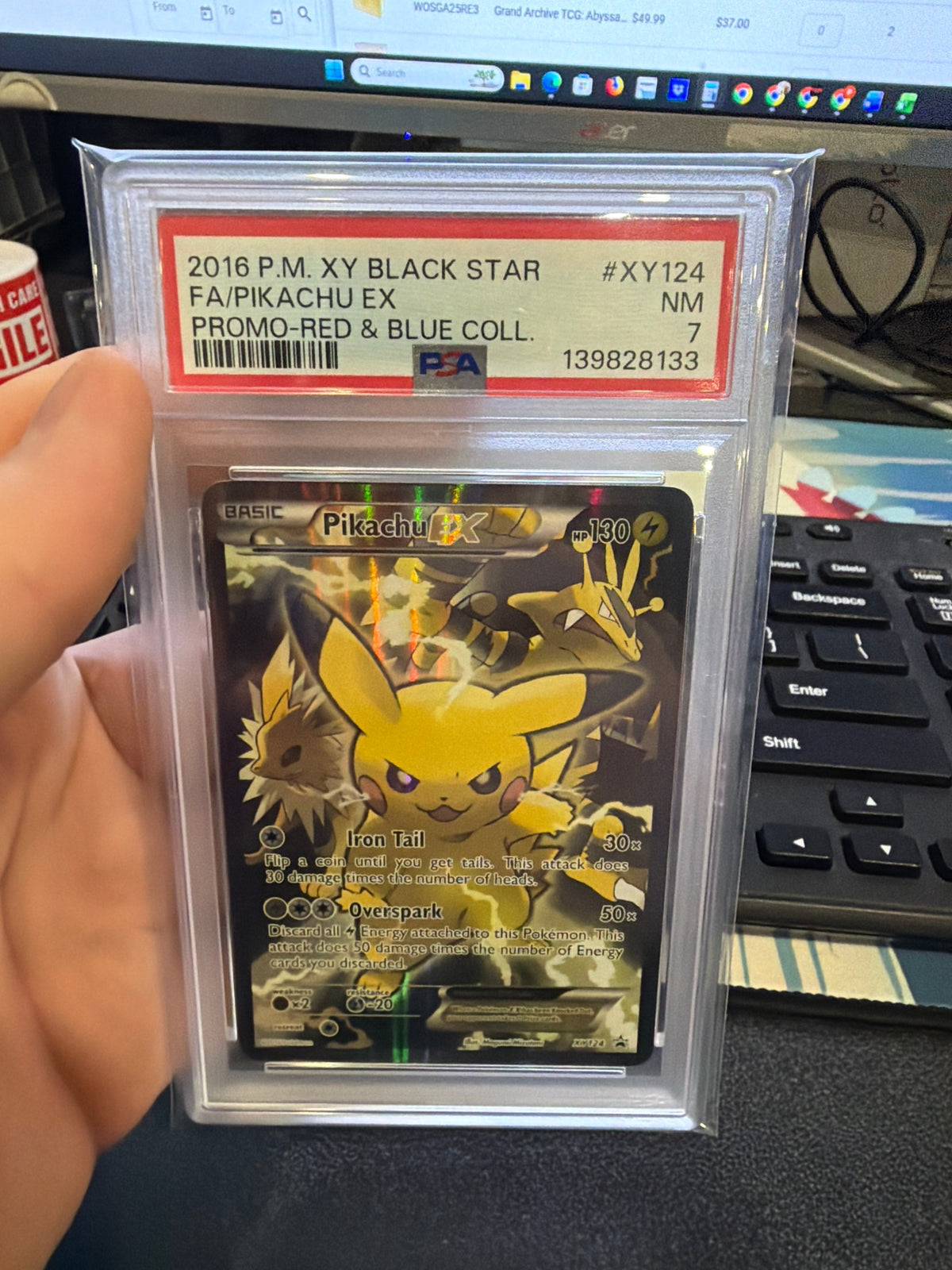 PSA 7 Pikachu EX (Full Art) - XY Black Star Promo