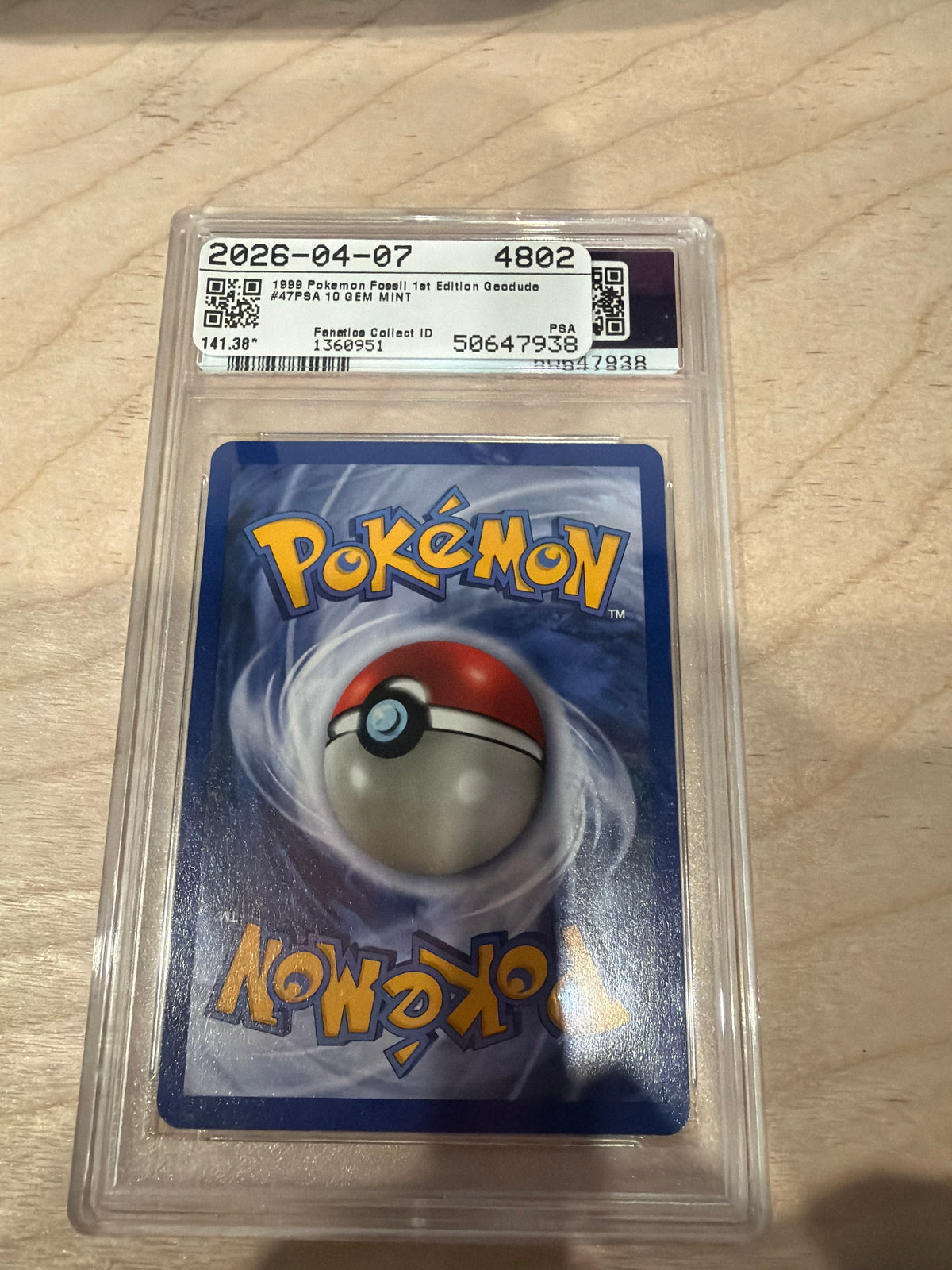 PSA 10 1999 Pokemon Geodude 1st Edition Fossil