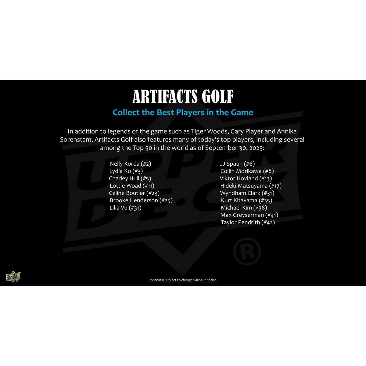2026 Upper Deck Artifacts Golf Hobby Box *Contact Us To Order*