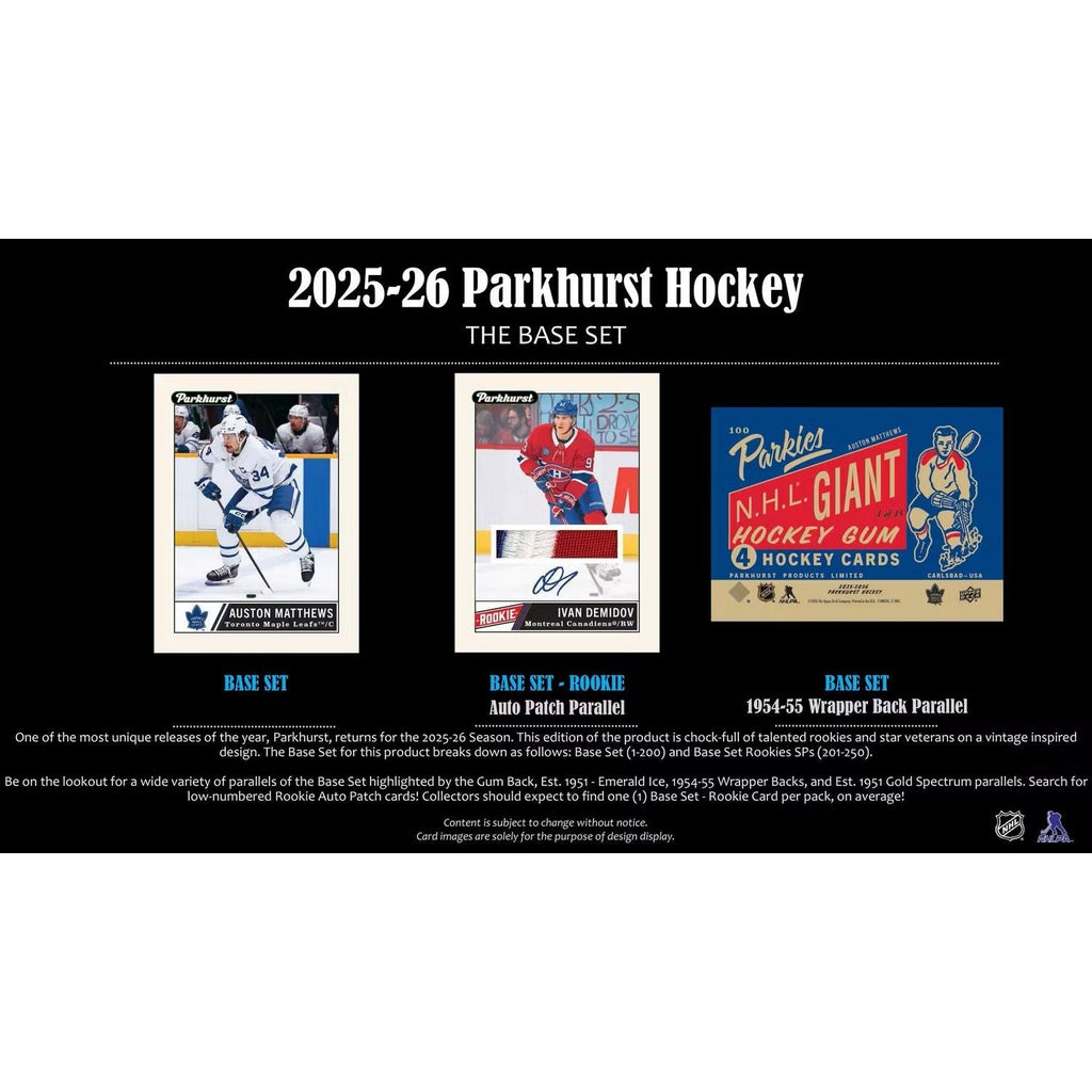 2025-26 Upper Deck Parkhurst Hockey Hobby Box *Contact Us To Order*
