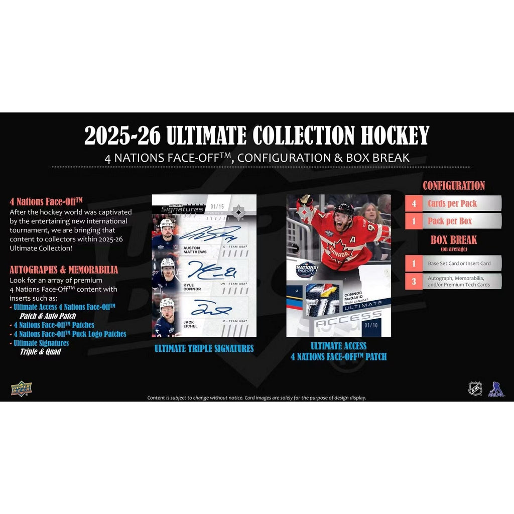 2025-26 Upper Deck Ultimate Collection Hockey Hobby Box *Contact Us To Order*