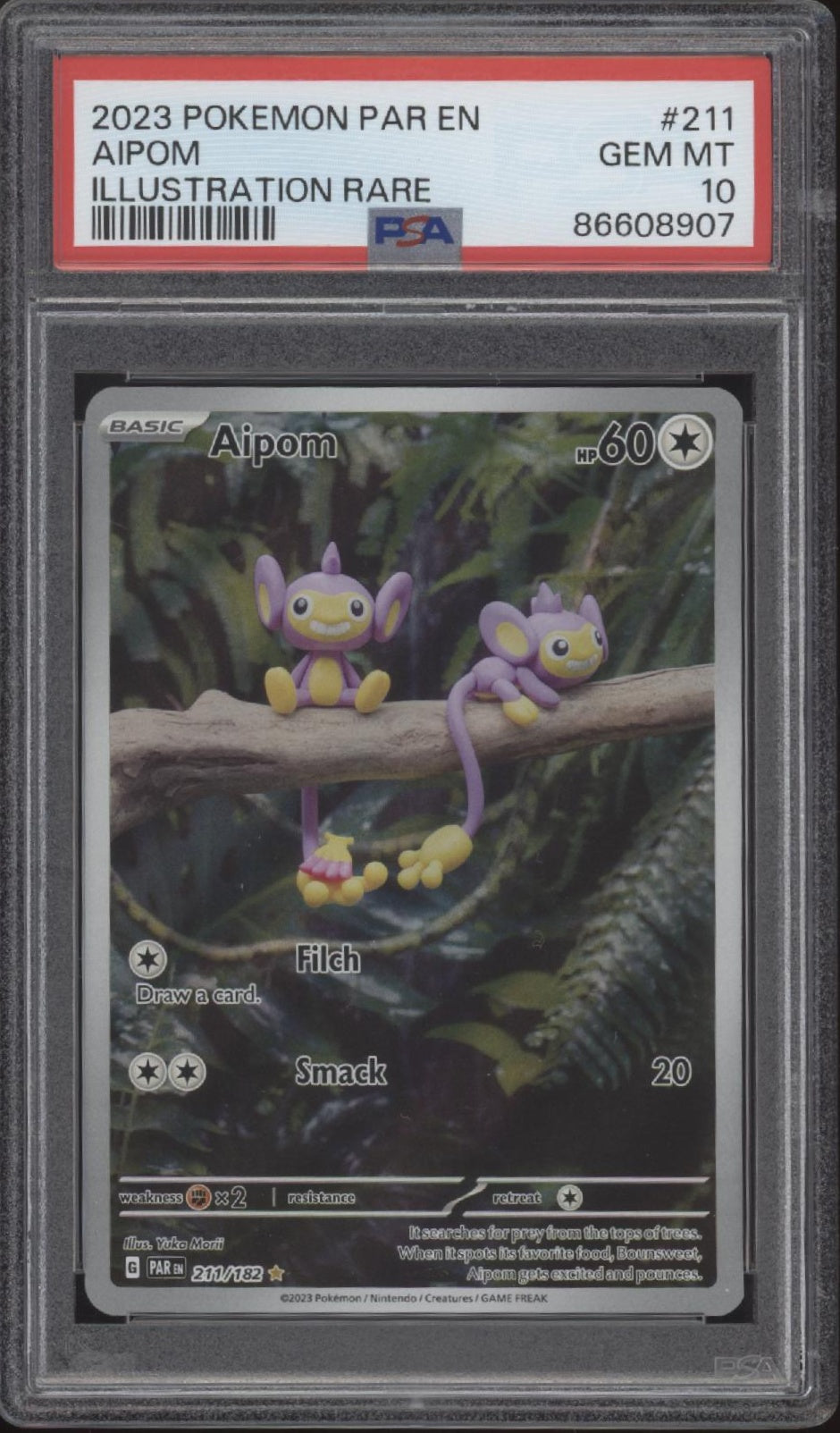Aipom Pokemon Paradox Rift Illustration Rare #211 PSA 10